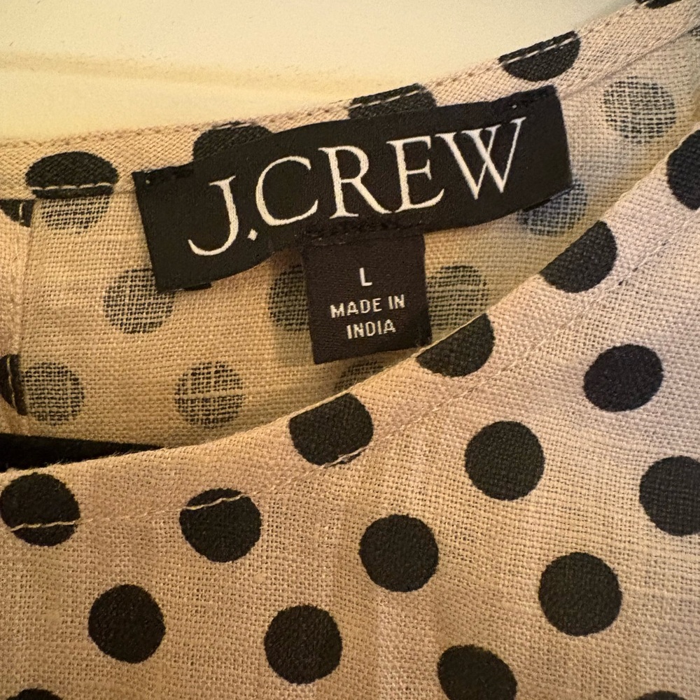 J Crew Maxine Button-Back Top in Dot Linen, size L, new condition - Picture 5 of 7